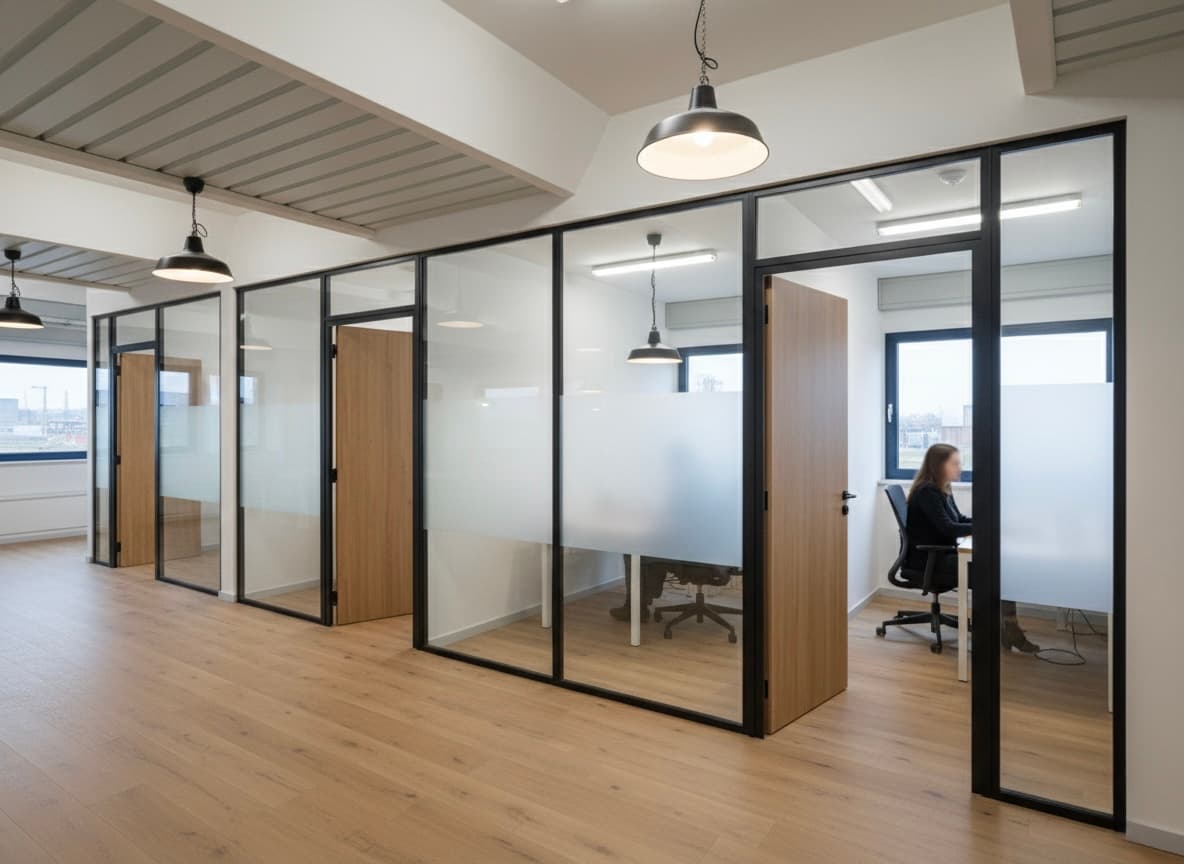 Corridoio uffici privati vetrati - Altrove Coworking Viareggio